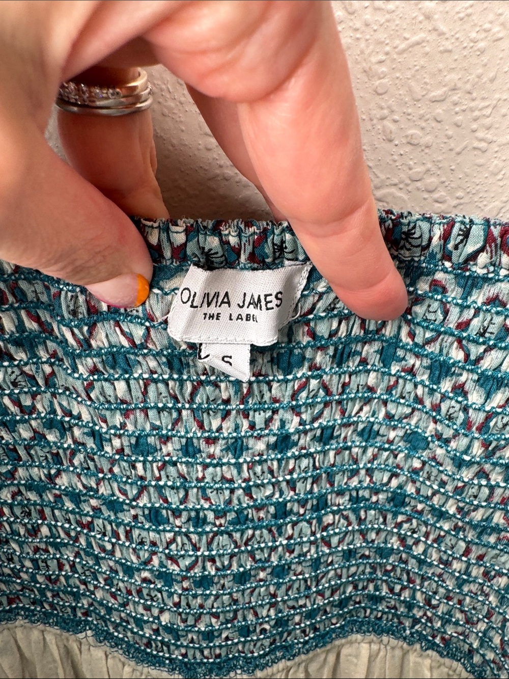 Olivia James The Label Brooke Dress Small Blue Geometric Flutter Sleeve Midi - Picture 2 of 14